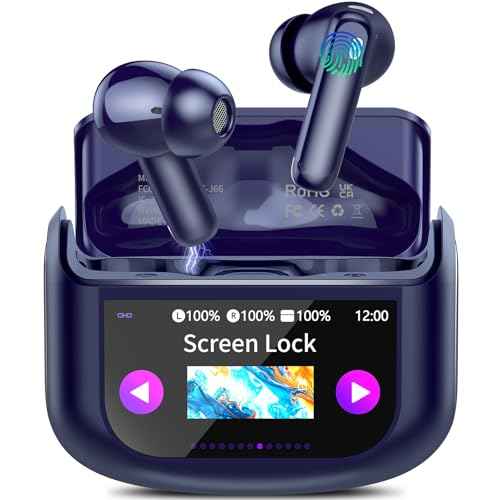 AI Translation Earbuds Real Time,164 Language/7 Translation Modes Translator Earbuds with Audio and Video Calls,No Subscription,5 EQ Modes Touch Screen Translator Headphones,48H AI Ear Buds, Dark Blue