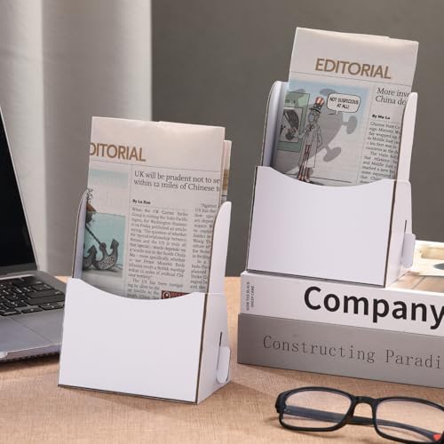 50Pcs Corrugated Trifold Brochure Holder 4.33x5.51 Inch with Slant Back - Literature Display Holder Stand for Rack Cards, Pamphlets, Menus, Flyers & Booklets - Countertop Organizer for Office,Store