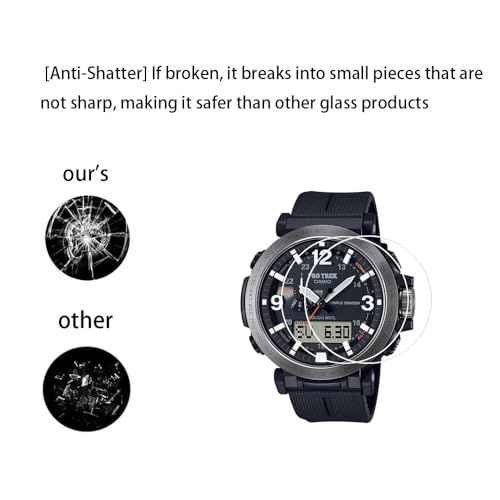Walieoka Screen Protector Compatible with Casio PRW-6611 Series,9H Hardness Tempered Glass Protective film,Scratch Resistant Crystal Clear [ 2 Pack]