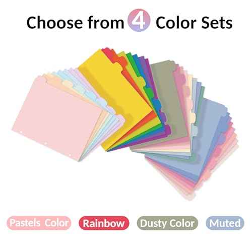 Sooez 8 Tabs Long-Lasting Plastic Write & Erase Large Tabs Dividers for 3 Ring Binder, Aesthetic Cute Pastels Binder Dividers for Student, Teacher, Office, Home Organizers, 1 Set, Pastels Color