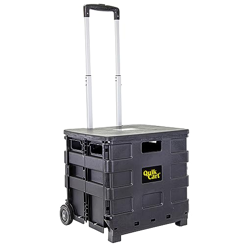 dbest Products Quik Cart Sport Collapsible Rolling Crate on Wheels - Black, 80L Capacity