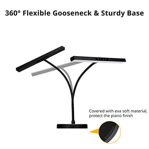 Piano Light for Grand/Upright & Digital Pianos, Piano Lamp with 3 Color Modes for Stand Pianos, Adjustable Height and Direction, Auto-Off Timer, Music Stand Light, Desk Lamp, Table Light