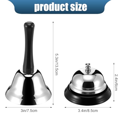 2 Pcs Stainless Steel Call & Hand Bells for Hotels, Restaurants, Office & Home