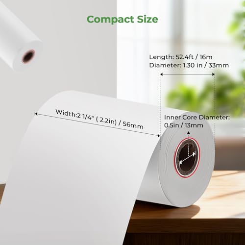 MUNBYN 2 1/4" x 50' Thermal Receipt Paper Rolls BPA Free for POS Printers