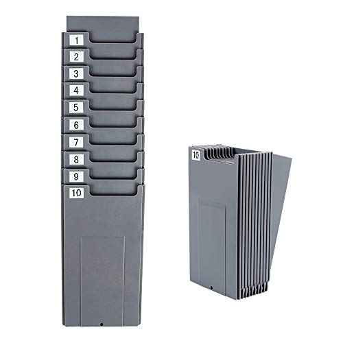 Time Cards Rack, Expand Time Card Holder with 10 Slots Plastic Wall Mount Time Cards Holder Racks with Screw for Office,Factory to Record Attendance Time Indoor,Outdoor