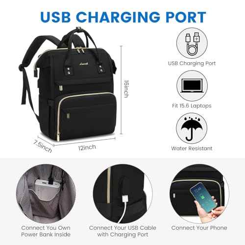 LOVEVOOK Backpack for Women, 15.6 inch Laptop Backpack for Women Teacher Backpack Nurse Bag, Waterproof Work Backpack for Travel, Commuter, College