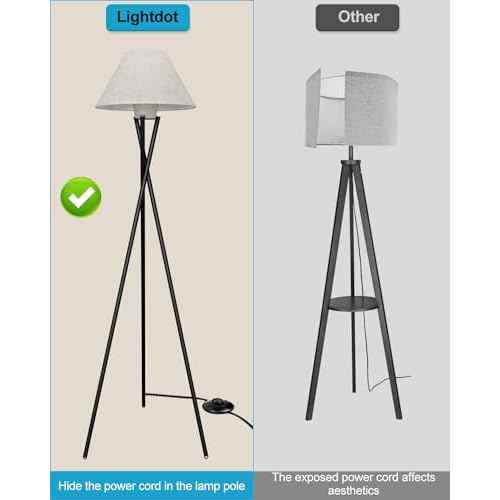 FAITHSAIL Black Tripod Floor Lamp, Dimmable Mid Century Standing Lamp with Fabric Shade, Modern Design Studying Light for Living Room, Bedroom, Study Room and Office(Bulb Included)