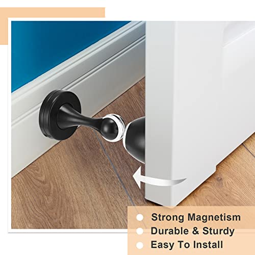 Shimeyao 8 Pack Magnetic Door Stop Floor Mounted Door Stopper Magnetic Catch Wall Mounted with Catch Holder with Screws for Hold Open Wall Protector(Black)