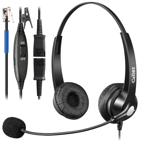 Callez RJ9 Phone Headset with Mic Noise Cancelling, Office Telephone Headset with Quick Disconnect Cord Compatible with Cisco IP Phones 7940 7941 7942 7945 7960 7962 7965 7821 7841 8811 8841 8845 8851