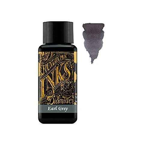 Diamine Fountain Pen Ink 30 ml - Base Colour - 6 x Bottles - Sepia, Green Black, Earl Grey, Ancient Copper, Twilight, Jet Black