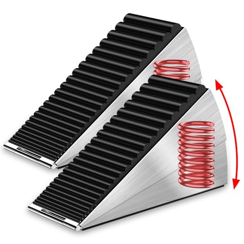 Mzsyxxm Silver 2 Pack Heavy Duty Door Stoppers for Bottom of Door, Spring-Loaded Wedge