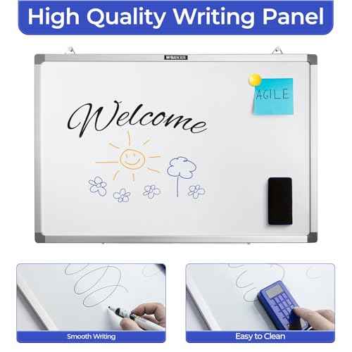 M&G Dry Erase Board Magnetic White Board for Wall, 36¡± x 24¡± Whiteboard with 2 Markers & 2 Magnets & 1 Eraser, Hanging Whiteboard with Silver Frame for Planning, Drawing, to Do List, Office School Use