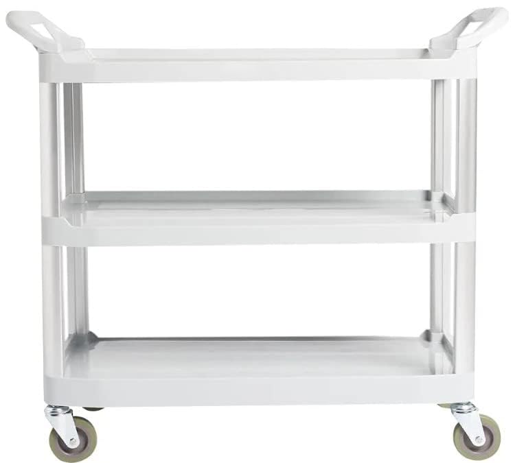 Amazon Basics 3-Tier Rolling Utility Cart with Wheels – 400 lb Capacity, Gray