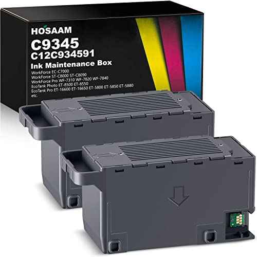 C9345 Ink Maintenance Box Replacement for WF-7840 ET-16650 ET-16600 ET-8550 ET-5850 ET-5880 ET-8500 WF-7820 WF-7310 ET-5800 EC-C7000 ST-C8000 ST-C8090 Printers (C12C934591/PXMB9/C9345)(2 Packs)