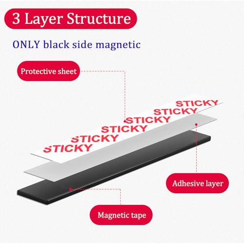 Towjug Magnetic Tape 10ft x 1/2in Adhesive Magnetic Strip for DIY Organization