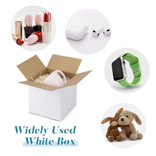 SPEPLA 6x6x6 Inches Small Shipping Boxes Set of 6 - White Corrugated Cardboard