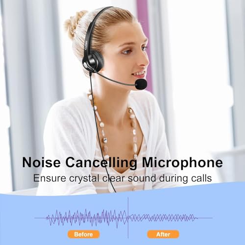 Callez Office Phone Headset with Microphone Noise Cancelling, RJ9 Telephone Headsets Compatible with Yealink VoIP Phone T46S T48S T42S T23G T27G T29G T33G T21P T43U T46U T53W T54W Grandstream Snom