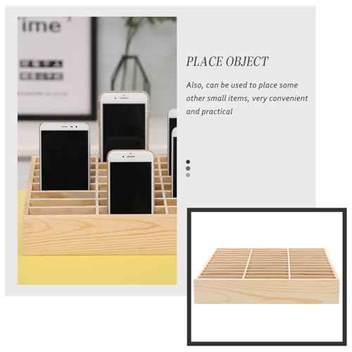 36-Grid Cell Phone Storage Box,Wooden Desktop Cell Phone Holder Multifunctional MobilePhone Storage Box for Classroom, Office, Meeting Room, Rack Display