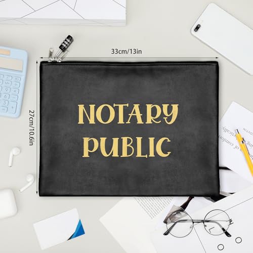 Spakon 1 Pcs Notary Bag with Lock 13 x 10.6 in Leather Security Case (Variation: 1)