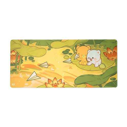 Pond Adventure Desk Mat Authentic Milkmochabear Merchandise Cute Extra Large Gaming Mouse Pad with Non-Slip Rubber Base for Computer Keyboard Laptop Home Office Accessories (35.5" x 15.7")