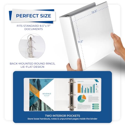 Samsill 3-Inch White 3-Ring Binders 4-Pack - Clear View Cover, 550 Sheet Capacity