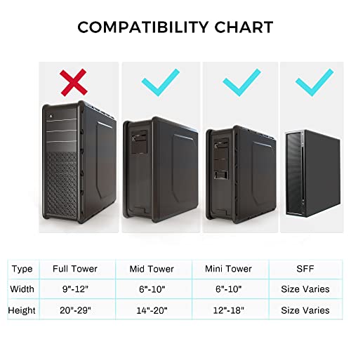 EUREKA ERGONOMIC CPU Holder Under Desk Mount, Computer Tower Holder 360¡Æ Swivel Height & Width Adjustable, Holds up to 44 lbs, Fits Most Computer Tower, Black