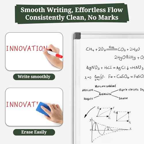 Magnetic Dry Erase Board, 36 x 24 Inch White Board for Wall, Whiteboard Kit with Eraser, Markers, Magnets & Pen Tray for Home, Office, School, Aluminum Frame