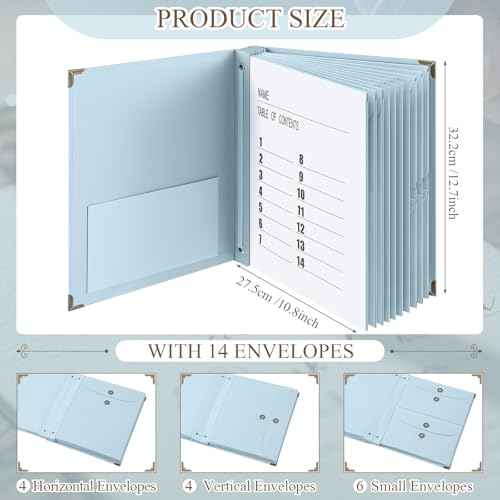 Marspark Important Document Organizer with Labels, Expanding File Folder, Family Document Organizer Binder for Important Papers, Letters, Photos, Passports(Blue)