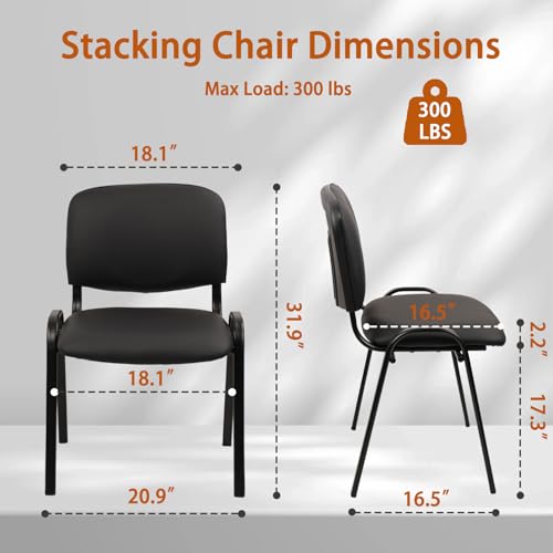 CLATINA 5-Pack Stackable PU Leather Waiting Room Chairs – Black