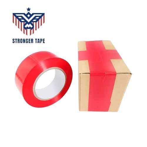 Red Carton Sealing Tape, Packing Tape, Moving Tape, 2" Inch x 110 Yards, 2.0 Mil Thick, (6 Rolls) Heavy Duty Carton Sealing Tape