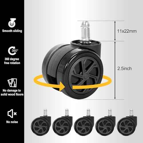 Frassie 28 Inch Heavy Duty Nylon Gaming Office Chair Base Replacement Part with 5 Casters