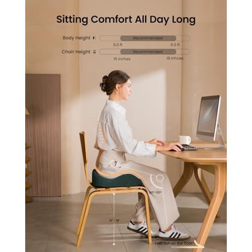 ProtoArc Seat Cushion, Office Chair Cushion for Sciatica, Coccyx Cushion, Ergonomic Memory Foam Seat Cushion for Car, Home, Pressure Relief Pad for Hip, Tailbone, All Day Comfort - Dark Green