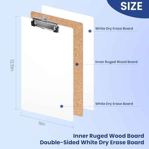 Dry Erase Clipboard with Pen Holder, 8.5 x 11 Double-Sided White Boards for Classroom, Teacher, Students, Kid. Size 9 x 12.5 in, School & Home Supply(Pack of 25)