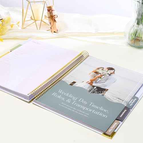 Wedding Planner Book and Organizer-176 Pages Bridal Wedding Planning Book with Sticker Checklists and Calendars for Bride To Be, Unique Engagement Gifts for Newly Engaged Couples