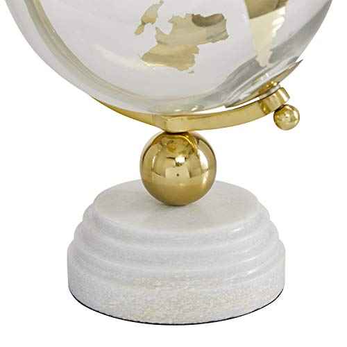 Deco 79 Marble Globe with Marble Base and Tiered Base, 8" x 8" x 13", Gold