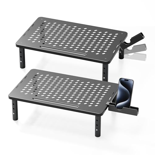 Canyora Black 2-Pack Adjustable Monitor Stand Riser with 3 Height Settings