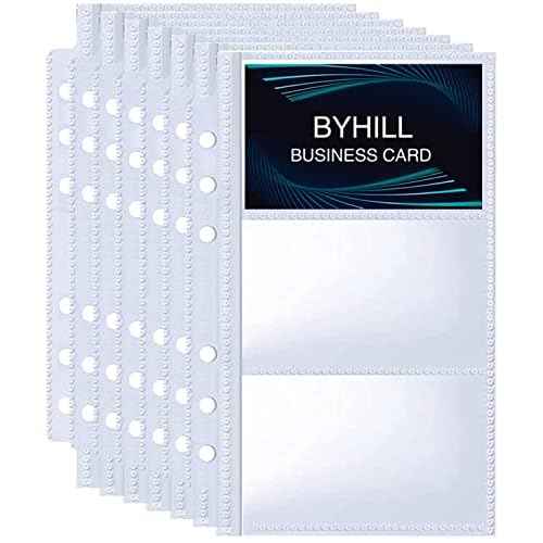 40 Pack 240 Pockets A6 Binder Business Card Sleeves, Ultra-Clear K-pop Photocard Sleeves, Double Sided 3 Pocket 6 Ring Planner Refill Pages for Business Card, Credit Card and K-pop Photocard