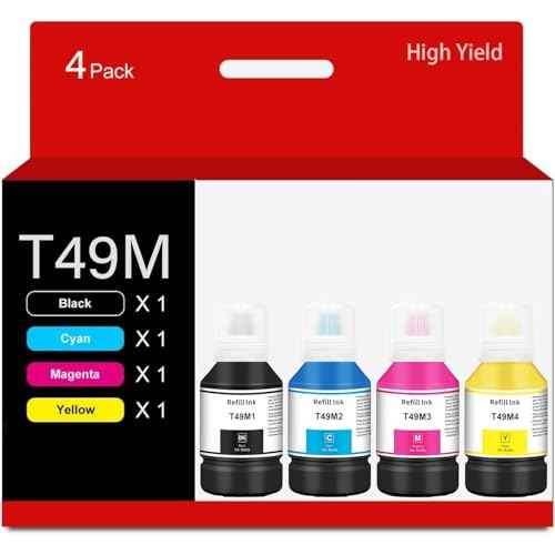 T49M Sublimation Ink Compatible for Surecolor F170 F570 Sublimation Printer 4 Pack T49M1 T49M2 T49M3 T49M4