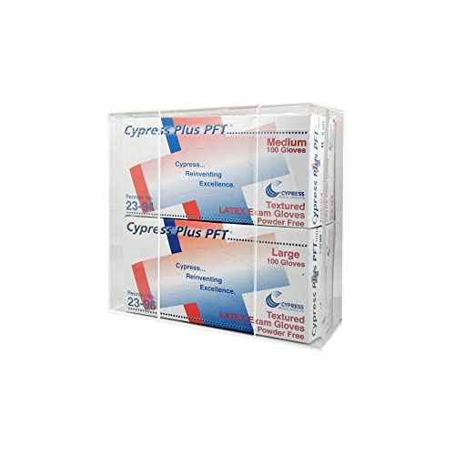 Kantek Wall Mounted Acrylic Glove Box Holder Dispenser, Double (2) Box Capacity, for Use in Food Service, Healthcare, Hospitals, Restaurants, 10.3" x 3.8" x 10.7", Clear
