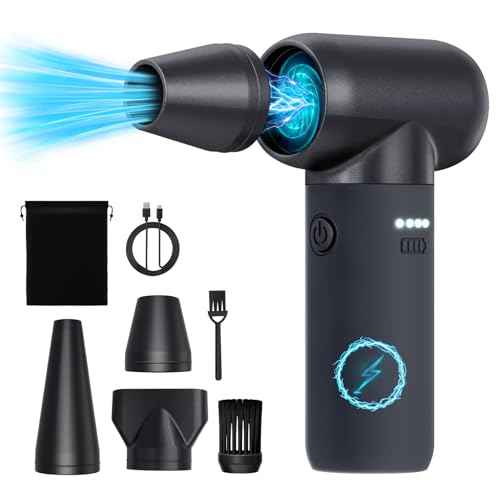 Compressed Air Duster,180000RPM Electric Duster Air Blower,Cordless Rechargeable Mini Dust Blower,3 Gear Jet Fan for PC Keyboard Computer Car Outdoor House Cleaning-Black