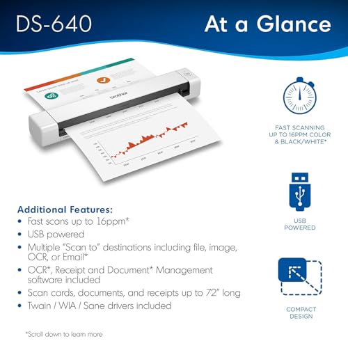 Brother DS-640 Compact Mobile Document Scanner - Model: DS640, New