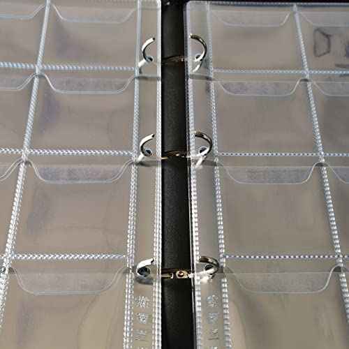 120 Pockets Challenge Coin Display Album Large Military Coin Collection Holder, Leather Storage Book with Zipper and Handle for Gold Silver Dollars, Pennies, Quarters, Stamps Collection