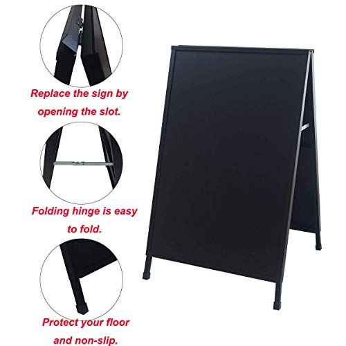 HUAZI Sandwich Board 24 x 36¡®¡¯ Sidewalk Sign Double-Sided A Frame Folding Sign Heavy Duty Metal Display with 2 Corrugated Plastic Poster Boards Suitable for Indoor Outdoor,Black