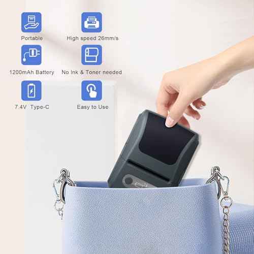 Label Maker with Tape, Label Printer for Business, Sticker Printer- Compatible with 12-57mm Width Labels, Wireless Connectivity, High-Speed Printing, 1200mAh Battery, for Office & Home (Black)