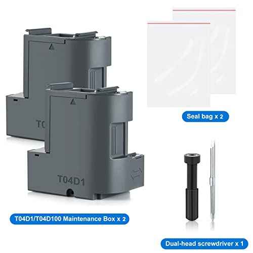 T04D1 T04D100 Ink Maintenance Box for ET-15000 ET-3750 ET-3760 WF-2860 ET-4760 ET-3850 ET-4850 XP-5100 ET-3710 ET-5150 ET-3830 ET-M1000 ST-3000 ET-M2170 Etc. Printers, 2 Packs