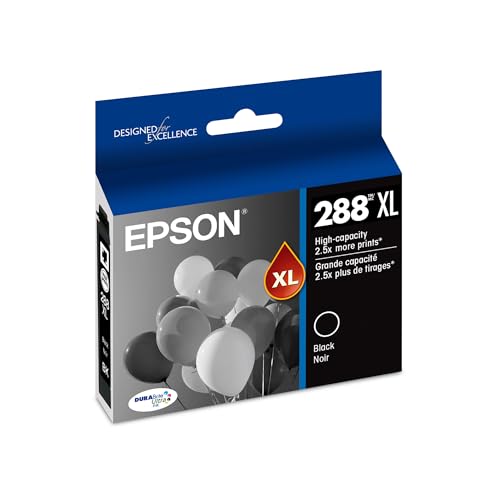 EPSON 288 DURABrite Ultra Ink High Capacity Black Cartridge (T288XL120-S) Works with Expression XP-330, XP-430, XP-434, XP-340, XP-440, XP-446