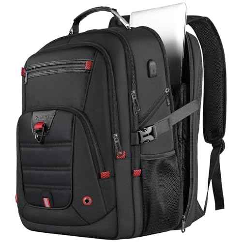 Z-MGKISS Extra Large Backpack for Men, Gaming Laptop Travel Bag Fits 18.4-19" Laptops, TSA Flight-Approved Backpack, Anti-Theft Gym College Business Work Mens Daypack, Black