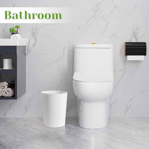 UUJOLY Bathroom Small Trash Can with Trash Bag Plastic Garbage Can Round Waste Basket for Bathrooms, Laundry Room, Kitchens, Offices, Kids Rooms, Dorms, 1.8 Gallons, 3 Pack (White)