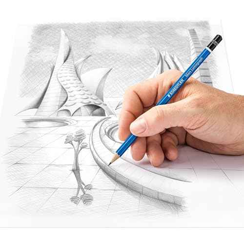STAEDTLER Mars Lumograph Graphite Artist Pencil Pack, 12 Degrees (8B, 7B, 6B, 5B, 4B, 3B, 2B, B, HB, F, H, 2H), Mars Plastic Eraser, 61 100 P