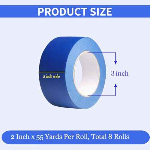 Painters Tape 2 Inch Wide, 2 Rolls Blue Masking Tape, 2 Inches x 55 Yards x 2 Rolls, 110 Yards in Total